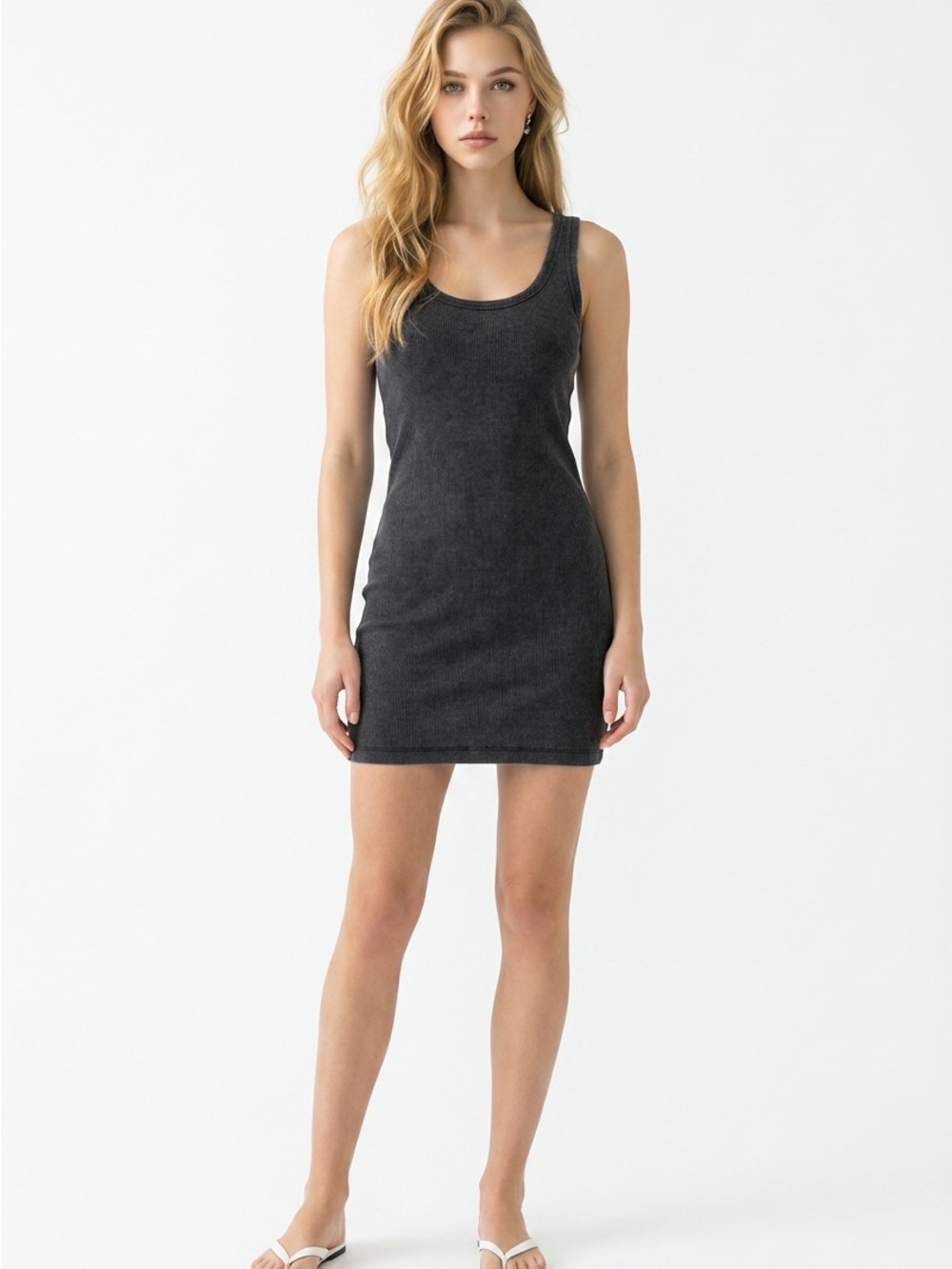 SO Charcoal Scoop Neck Tank Mini Dress